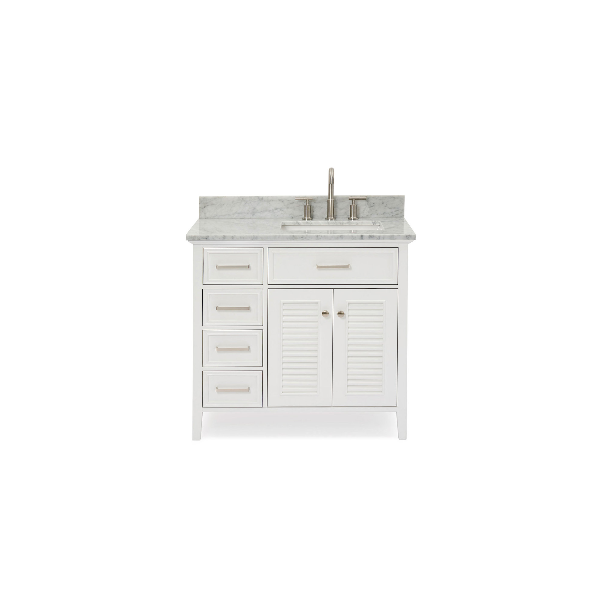 37'' Single Bathroom Vanity, White, Left