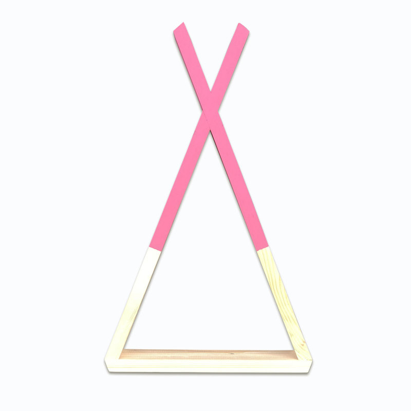 Étagère d'appoint triangulaire en bois massif, Noyer / rose