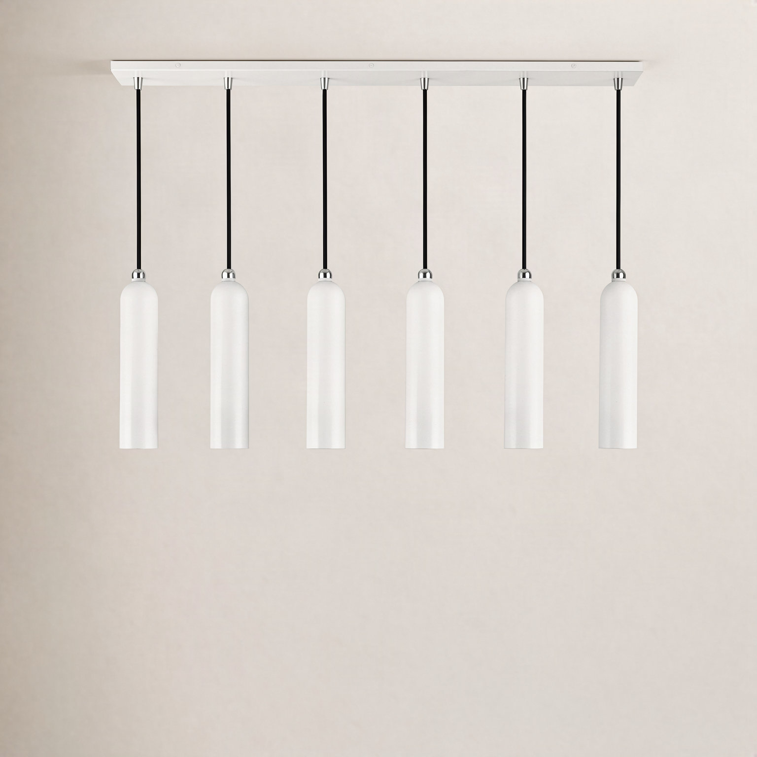 Veikko Dimmable 6-Light Pendant, Shiny White Finish
