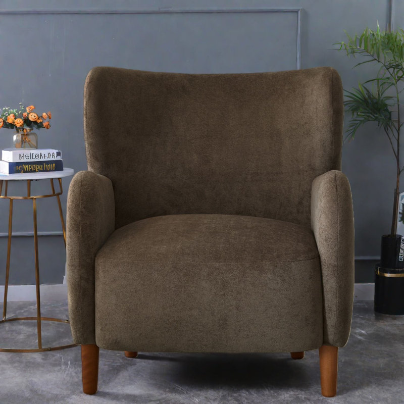 Fauteuil à oreilles Comfort Comfort en velours de bois moderne pour la lecture à domicile