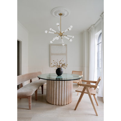 Kaleen 12 Light Aged Brass + Matte White Chandelier