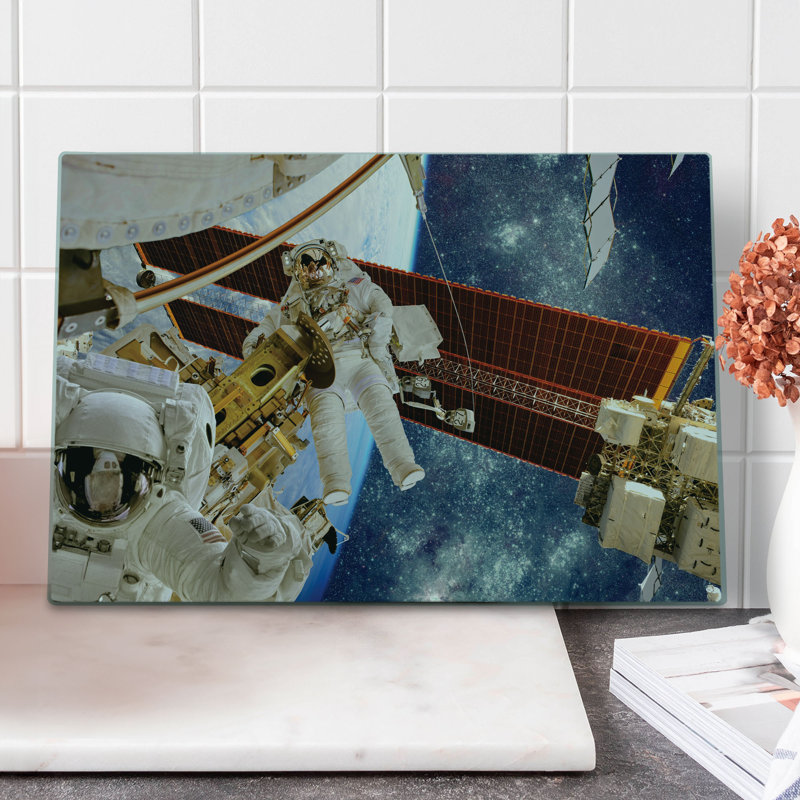 Ambesonne Nebula Cutting Board Large Size Space Station Planet Multicolor