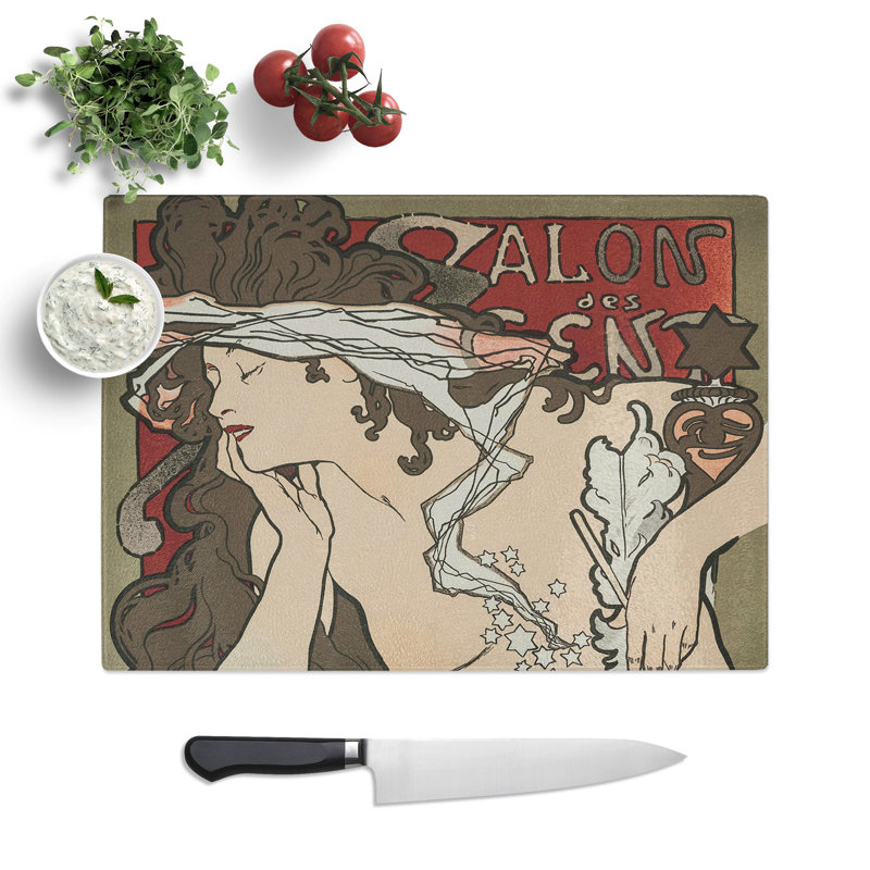 Salon des Cent Vol.2 by Alphonse Mucha Chopping Board, 0.4cm H x 28.5cm W x 39cm L