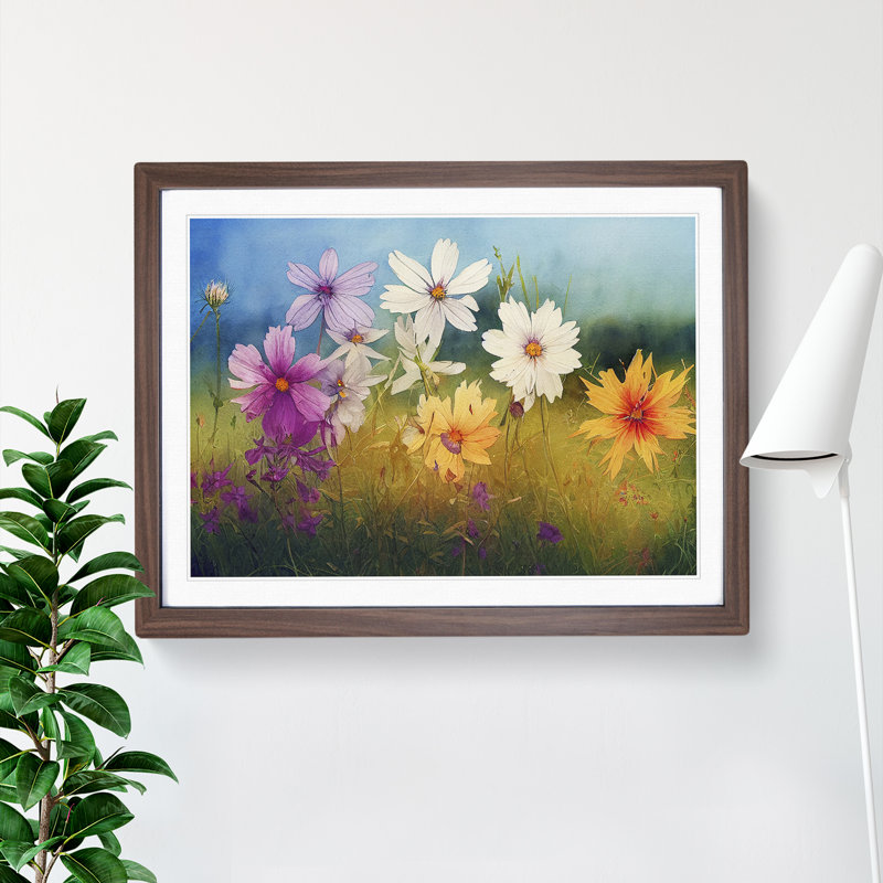 XH1022-7302X Radiant Wildflowers - Single Picture Frame Print, 34cm H x 46cm W x 2cm D, Walnut Framed