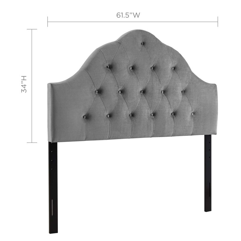 Sovereign Diamond Tufted Performance Velvet Headboard by Modway, Gray, Queen