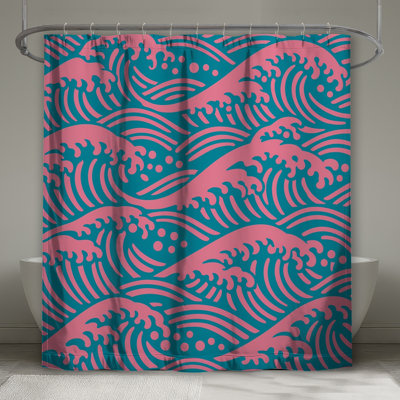 Rideaux de douche Pink Ocean Waves