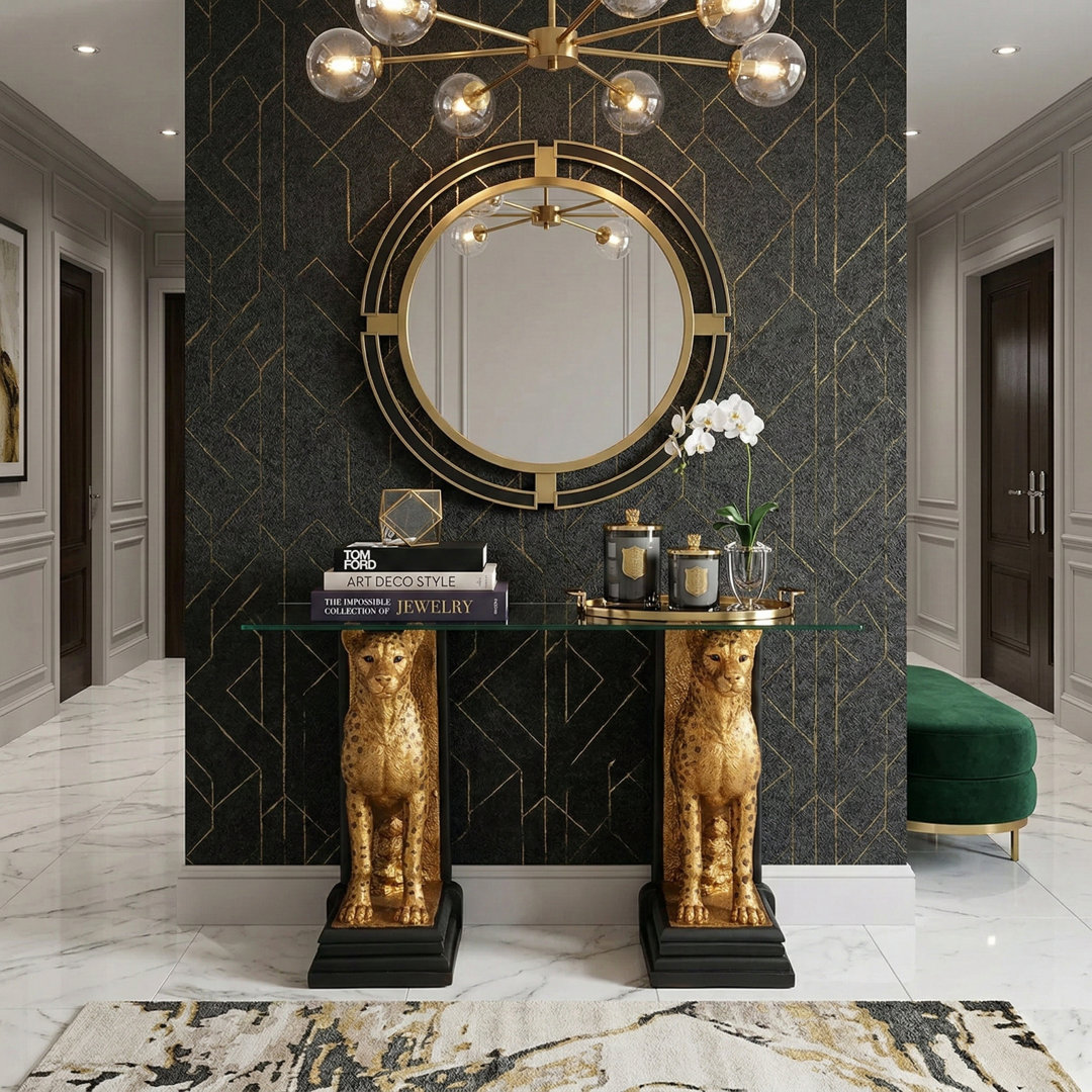 Kristopher Royal Cheetahs 55'' Console Table Fleur De Lis Living