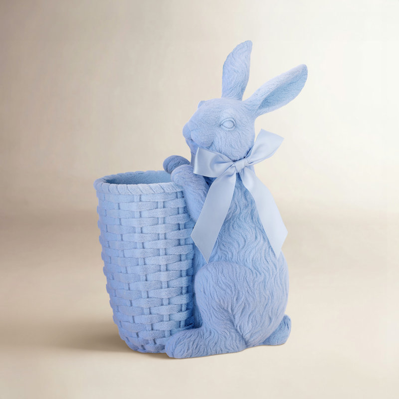 Lapin en résine 12 po avec panier, Mauve