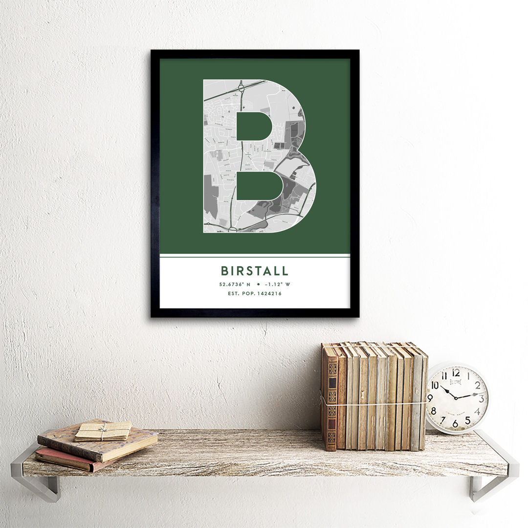 Birstall City Map Birstall England United Kingdom City Map Green - Single Picture Frame Typography
