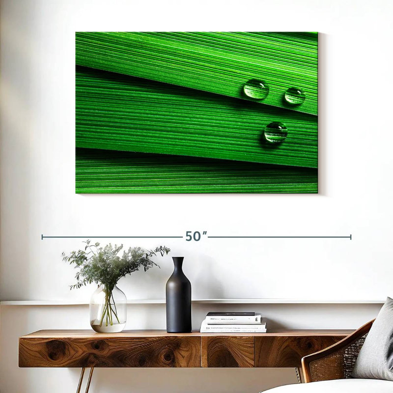 Harnek Droplets On Leaf, 26" H x 39" W