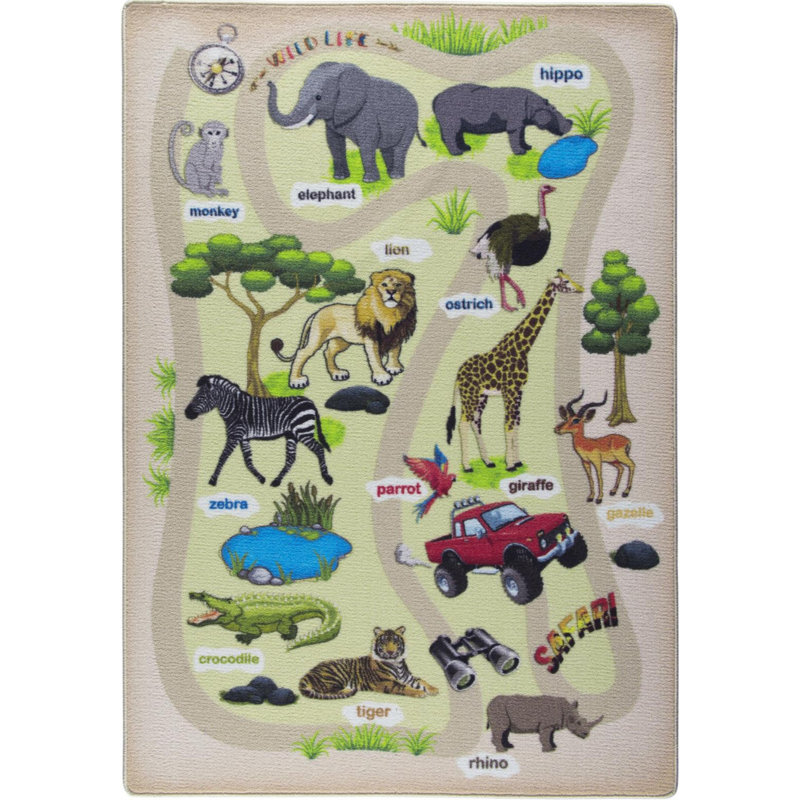 Tapis rectangulaire gris / vert en polyamide touffeté à la machine Arramine, Rectangle 6 pi 7 po x 9 pi 6 po