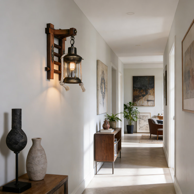9.4" Wide Industrial Vintage Wall Sconce, E26 Warm Bulb Included, Wall Switch for Farmhouse Living Room Hallway