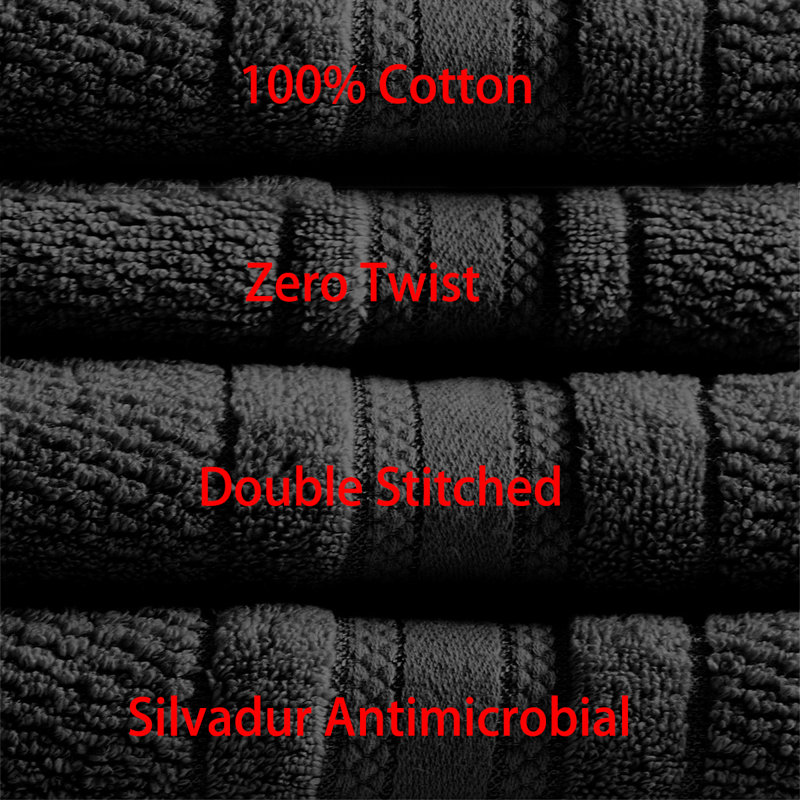 Ensemble de 6 pièces pour chambre d'amis 100% coton, Noir