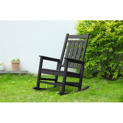Chaise berçante surdimensionnée avec texture en bois, chaise berçante d'extérieur pour adultes, chaise berçante résistante aux intempéries pour jardin
