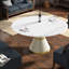 Table de salle à manger ronde moderne en marbre, conception spacieuse, base en acier blanc pour la maison