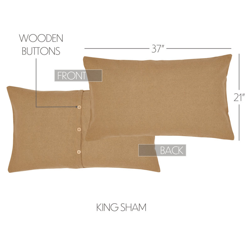 Tan Cotton Burlap King Sham with Button Closures