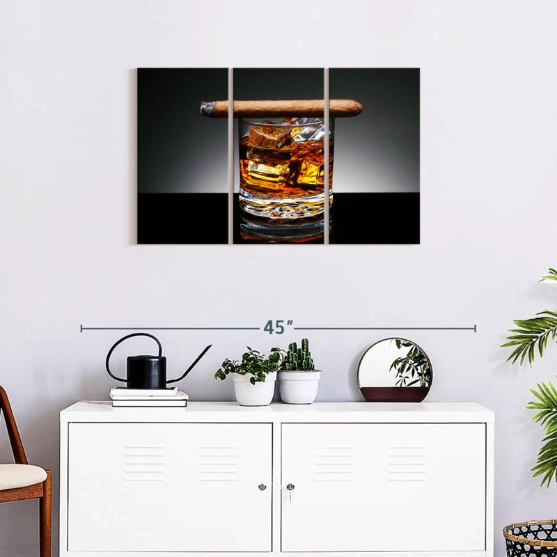 «All Cigar On Whiskey», reproduction d'art sur toile, H 20 po x l 33 po x P 1,25 po