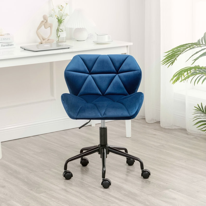 Chaise de bureau pivotante et capitonnée, Bleu