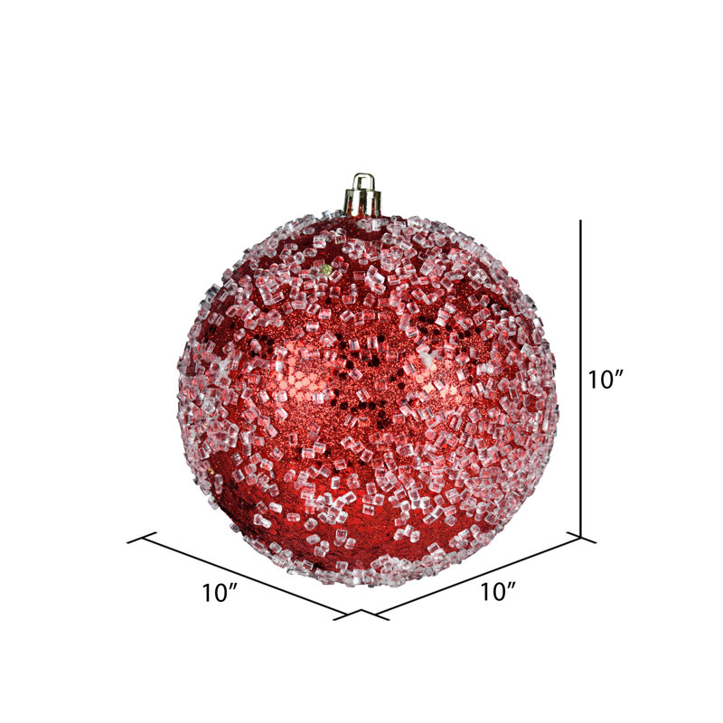 Ornement boule scintillante, H 10 po x l 10 po x P 10 po, Rouge, 1