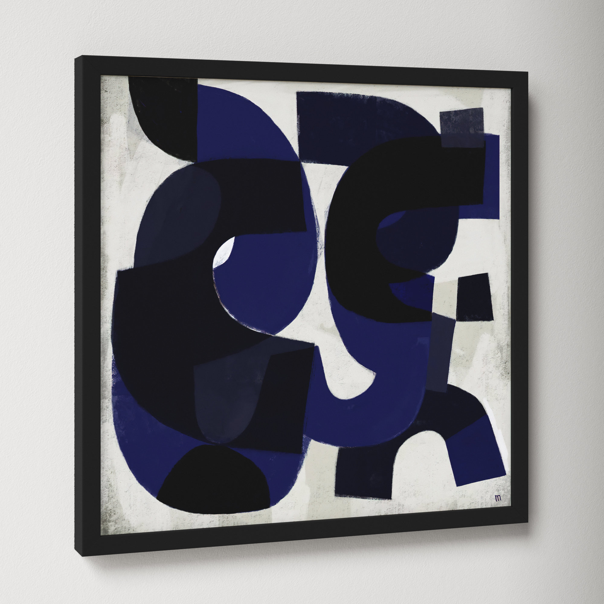 Kind Of Blue by StudioM, 16" H x 16" W x 1.25" D, Black Framed Paper