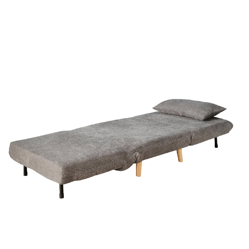 Lorena Clic Clac Upholstered Futon Sofa Bed Lounger Chair, Grey, 1, 83cm H x 76cm W x 91cm D