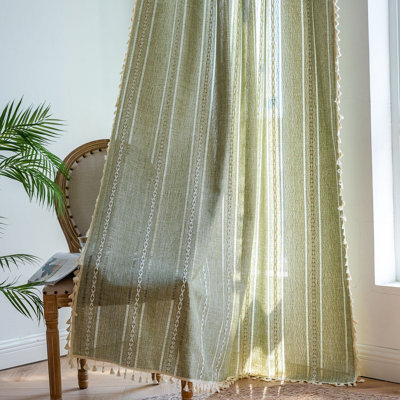 Paire de rideaux semi-transparents en mélange de polyester Ramonte