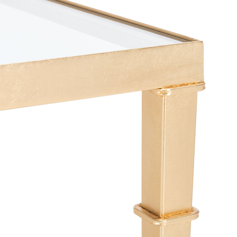 Mendez Gold Leaf Glass Top Square Accent Table