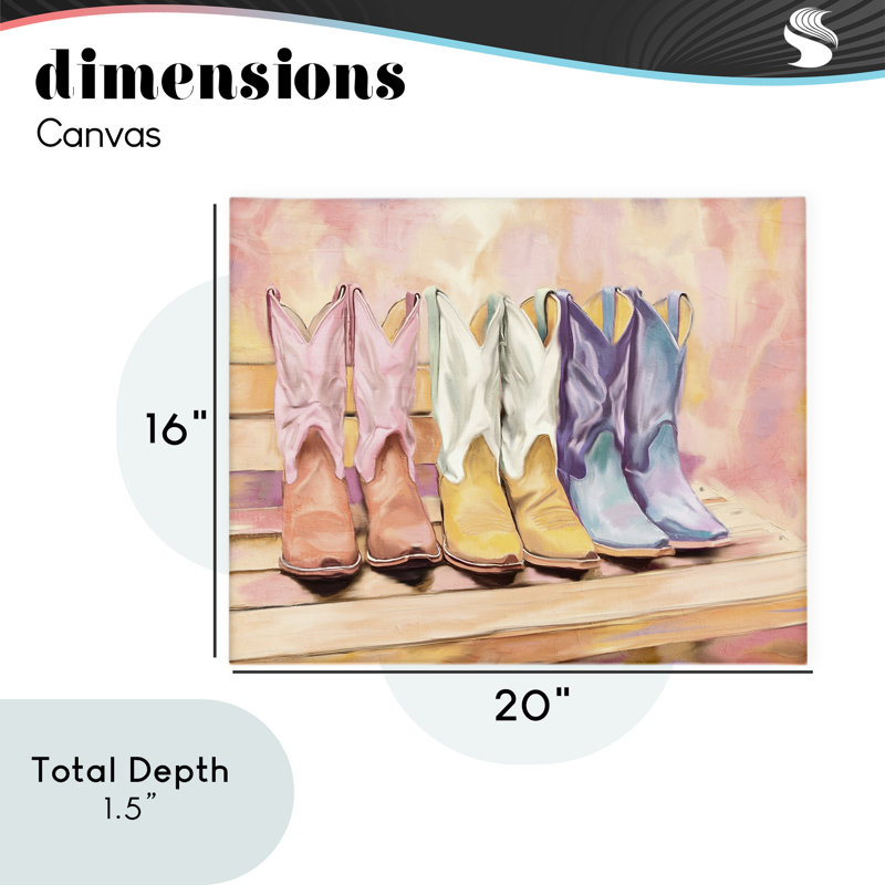 Trio de toiles peintes, conception de Kim Allen, H 16 po x l 20 po