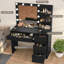 Coiffeuse Adaugo avec 10 lumières DEL, 4 tiroirs et 2 tablettes de rangement-954269702