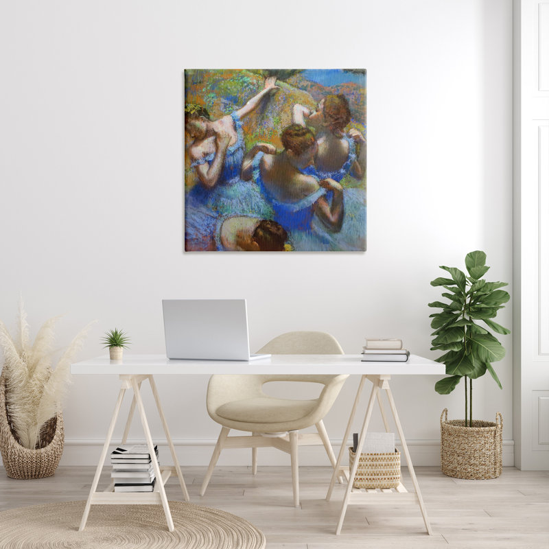 «Ballet Dancers Blue Green Classic Degas» par Edgar Degas, reproduction d'art sur toile non encadrée, H 36 po x l 36 po