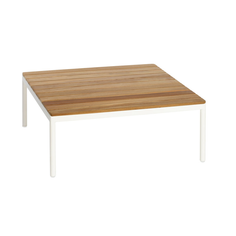Riad Outdoor Square Coffee Table, Teak, White, 14.3"