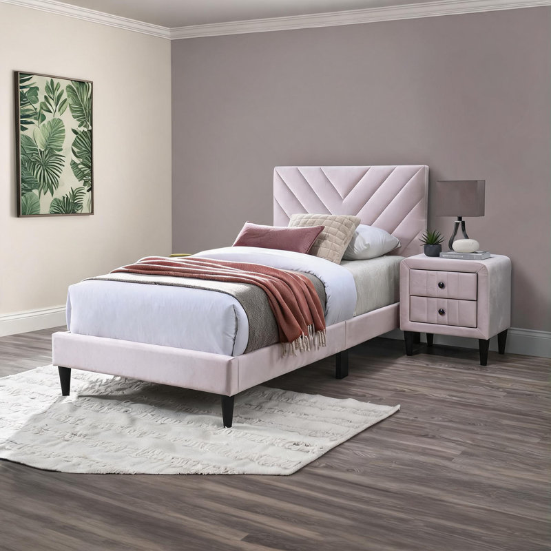 Pour petite chambre d'ado ou lit d'invité simple Lit simple capitonné en V capitonné en velours classique rose classique