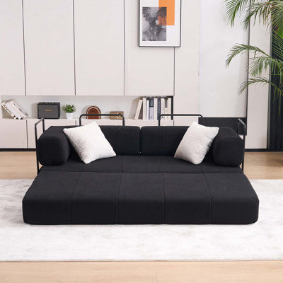 Canapé-lit pliant, canapé-lit convertible de 78,5 po avec 2 coussins, canapé-lit pliant, matelas à ressorts en mousse, canapé-futon pour salon, bureau, appartement
