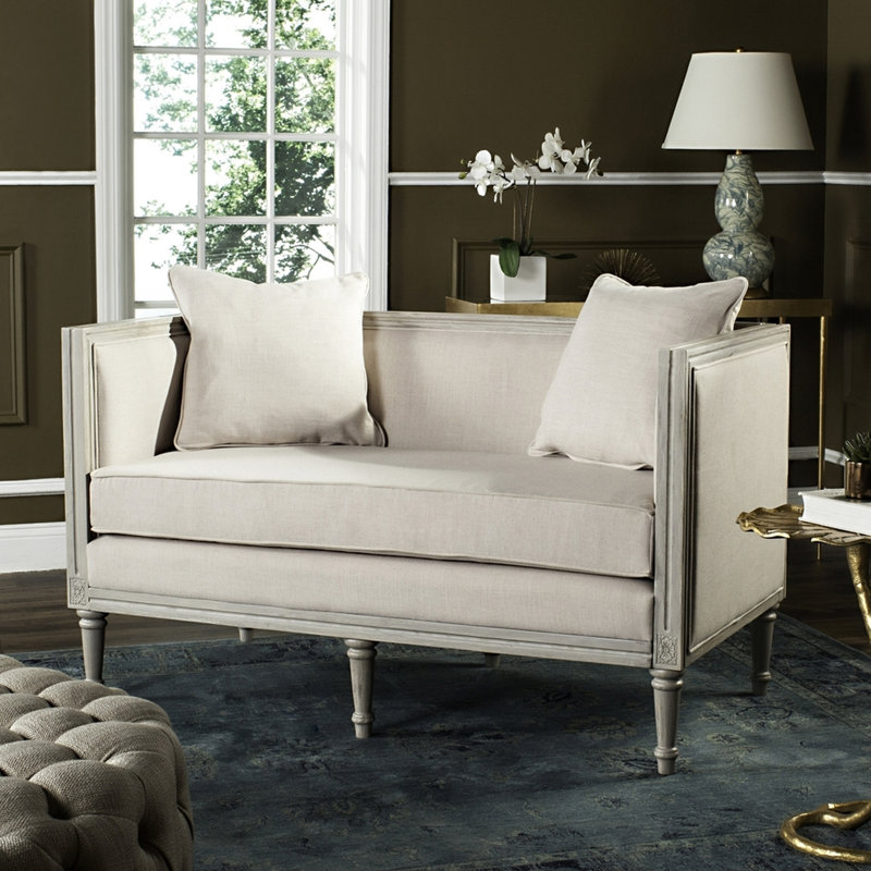Canapé en lin, 100% polyester beige, Blanc antique