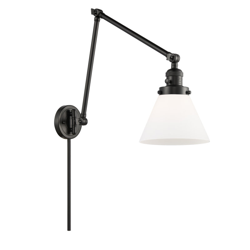 Cone 1 Light Swing Arm, Matte White Cased, Satin Gold, Bulb Not Included