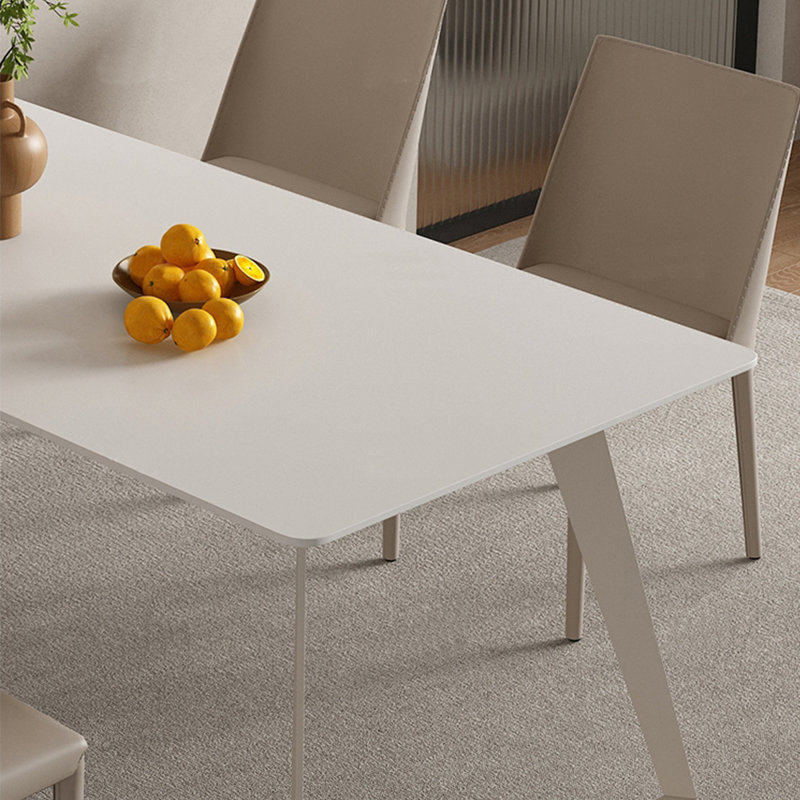 Table de salle à manger en acier au carbone fritté blanc, H 29,53 po x L 62,99 po x l 31,5 po