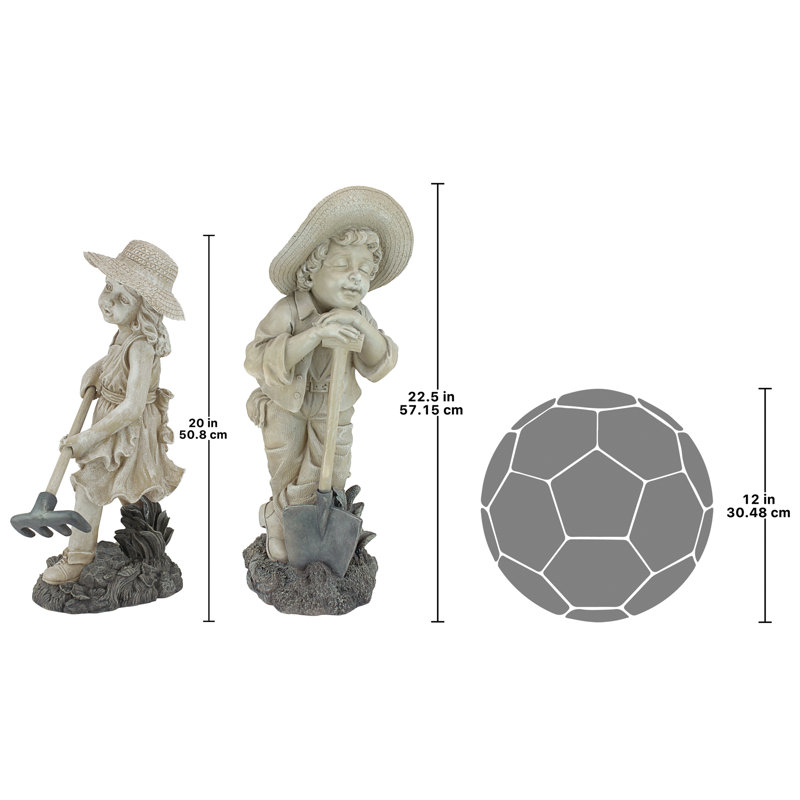 Ensemble de statue 2 jeunes jardiniers