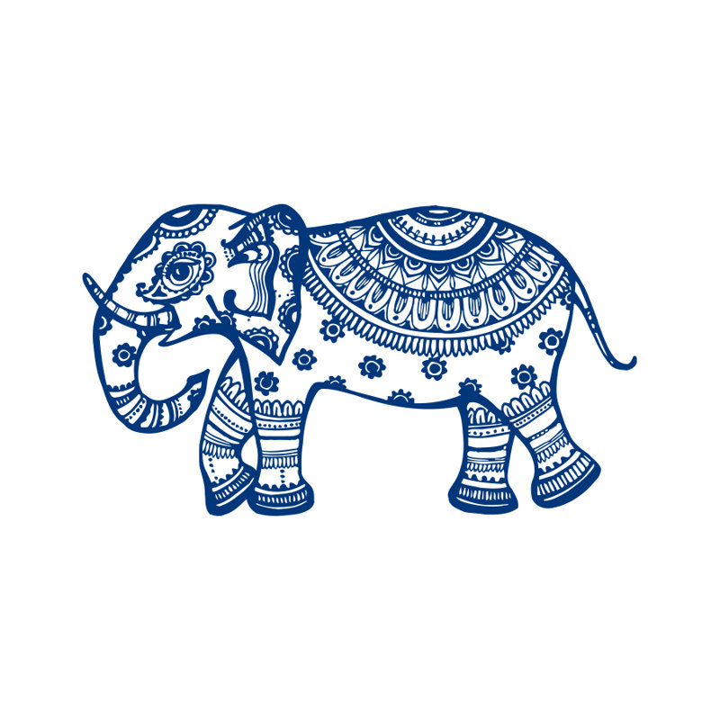 Décalcomanie murale murale éléphant, Bleu