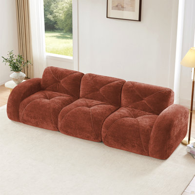 Canapé 110 po sans tissu capitonné et doux en velours, canapé modulaire