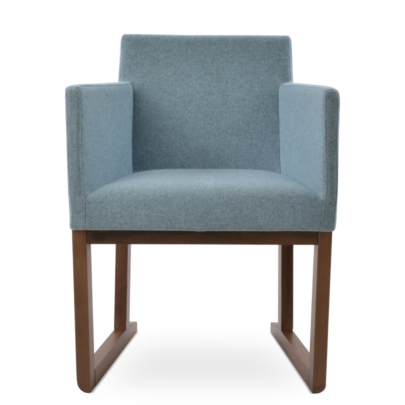 Fauteuil Harbut, Laine Camira - bleu fumée
