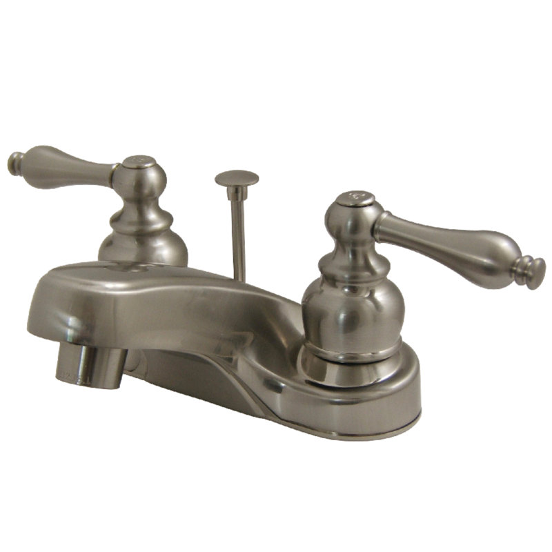 Robinet pour salle de bain avec ensemble de drain central à, Nickel satiné