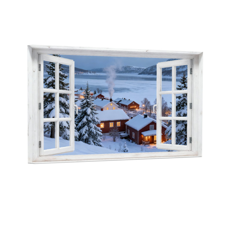 Paysage et nature Winter Village Snowy Landscape, H 12 po x l 18 po