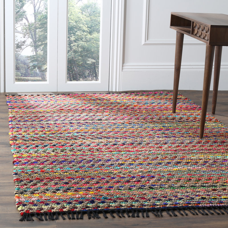 Tapis naturel / multicolore tissé à plat à la main Herzig
