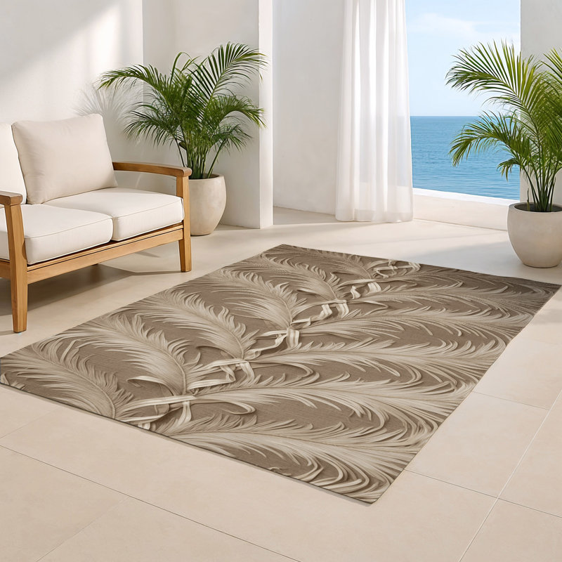 French Beige Indoor and Outdoor Area Rug, Rectangle 8' x 10'