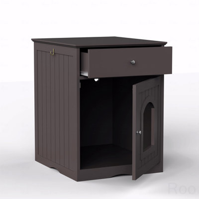 Woodenen Pet House Cat Litter Box Enclosure With Drawer, Side Table, Indoor Pet Crate, Cat Home Nightstand (Bedside Side Table)