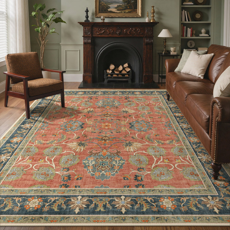 Roehit Persian Heritage Medallion Machine Washable Oriental Performance Area Rug - Ancient Safavid Inspired Faux Wool - High-Rebound Foam & Non-Slip Backing