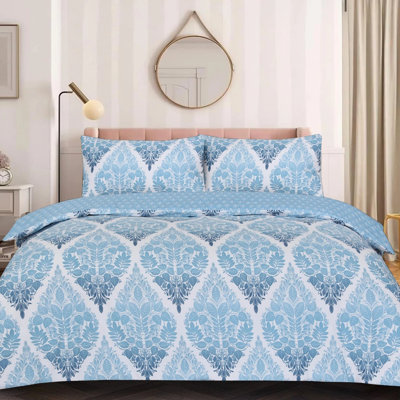 4 Piece Complete Bedding Set Cotton Rich Duvet Cover, Fitted Sheet & Pillowcases Soft, Durable & Breathable