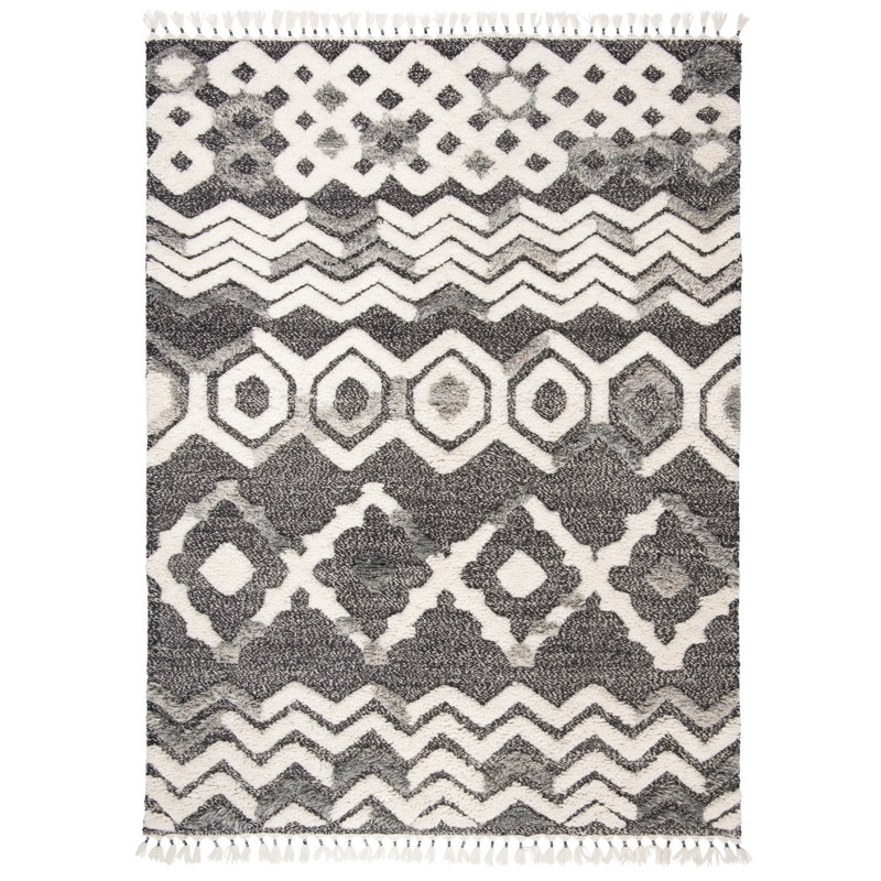 Castaneda Hand Knotted Wool Southwestern Rug, Rectangle 5' x 8'