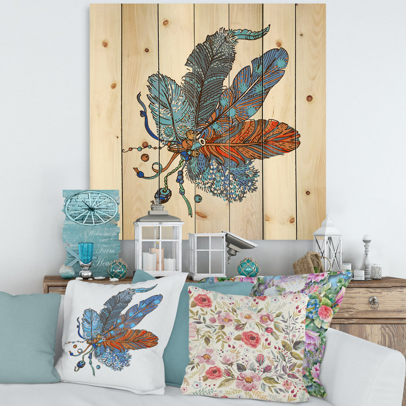 Conception bohème et éclectique sur bois de pin naturel, H 30 po x l 30 po x P 0,78 po