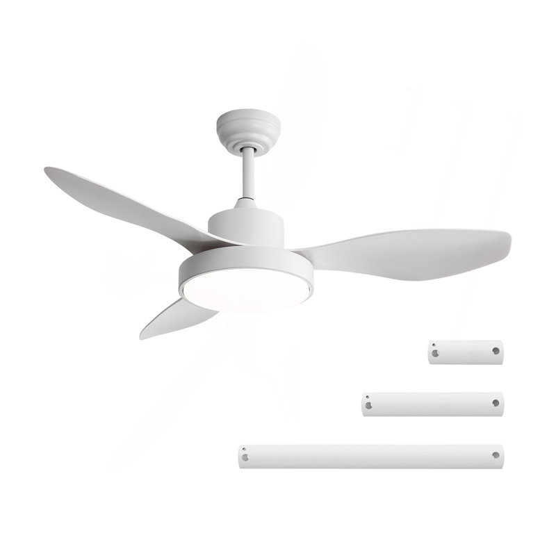 Ventilateur de plafond 47 pouces avec lumière DEL 22W et télécommande 6 vitesses moteur à courant continu blanc pour le salon